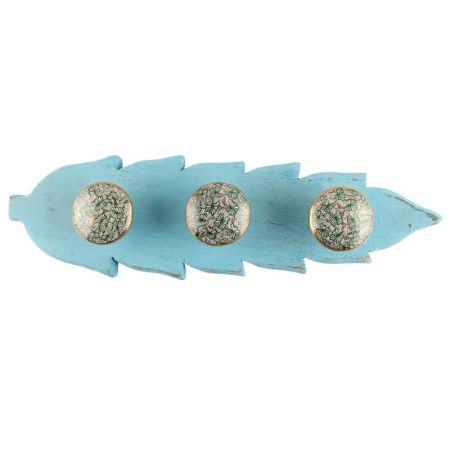 Turquoise And Green Butterfly Swarm Ceramic Wooden Hook